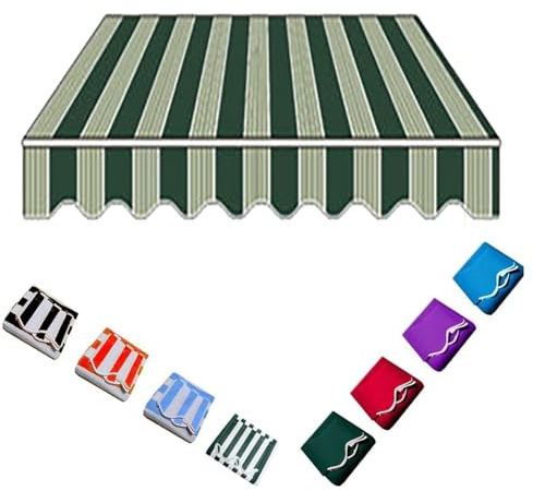 Tela De Repuesto Para Toldo Exterior Retráctil - Lona Recambio 3x2m 4x3m 5x3m 6x4m, Cubierta Protectora Para Jardín Patio Terraza (Stripe B, 3x2m/10x6.5ft)