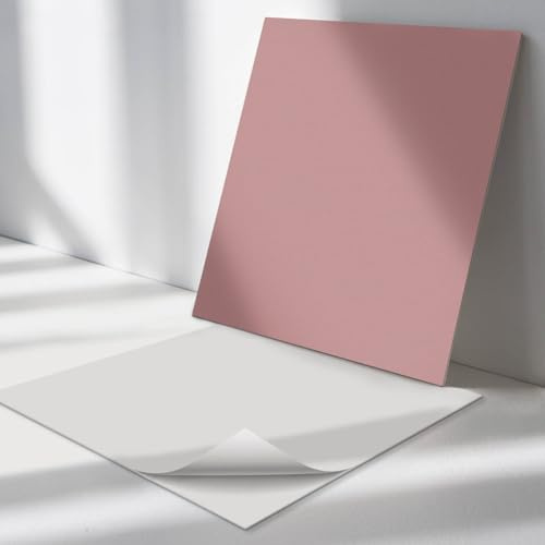 Vinyl Klebefliesen Quadratisch 30x30 cm Fliesenaufkleber 9 Stück Selbstklebend Bodenbelag Wasserfest Wand und Boden für Küche und Badezimmer Küchenrückwand PVC - Farbe Rosa