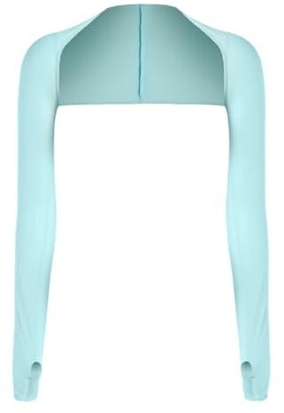 GXGM Damen Bolero,Armlinge Damen,UV-Schutz Bolero Sonnenschutz Schal Armstulpen Eisseide Kühlschal Armmanschetten mit Fingerlöchern Fingerlose Handschuhe Ärmel - Hellblau