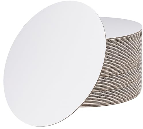SYUTBOU 50 stycken 30 cm vita runda köksbrädor, tårtunderlägg kartong, vita tårtplattor, återanvändbar tårtbräda för bakning, presentation och servering