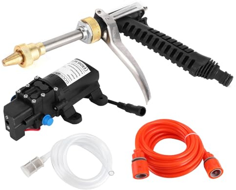 Keenso Pulvérisateur D'eau de Voiture, 12V Portable 130psi Haut-pression Luid de Poutre Kit de Tuyau de Pompe 80 W
