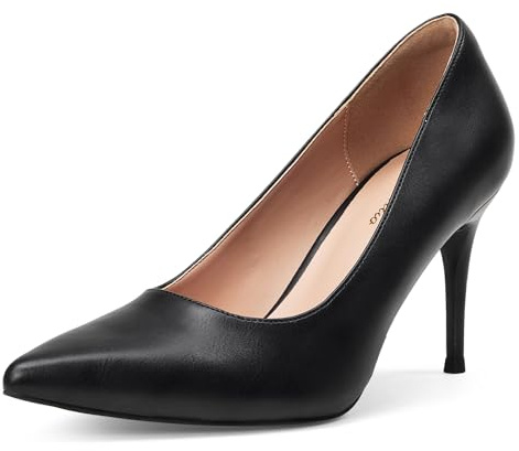GENSHUO Escarpins à Talons Hauts pour Femme Bout Fermé Talons Aiguilles de 8 cm Chaussures de Soirée
