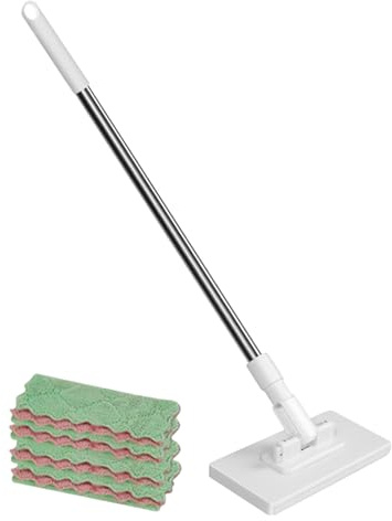 Mopa para limpiar el polvo, con toalla para la cara y 4 paños intercambiables, dispositivo de sujeción extraíble para eliminar el polvo en parqué, cocina, salón