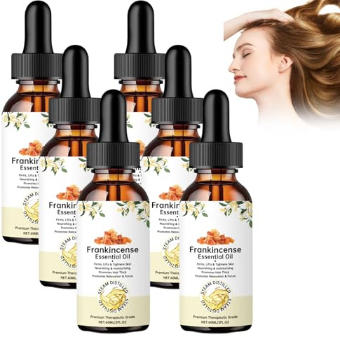Weihrauch Ätherisches Öl, Weihrauchöl für Gesicht, Haut, Haar & Körper – Premium Qualität für Diffusor & Aromatherapie, Kopfhaut & Körpermassage, Feuchtigkeit & Hautstraffung, 60ml (6 PCS)