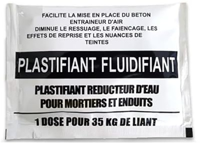 Plastifiant béton | Fluidifiant en dose de 40ml | lot en doses (5, 10 ou 50) | 1 dose = 1 sac de ciment de 35kg (5)