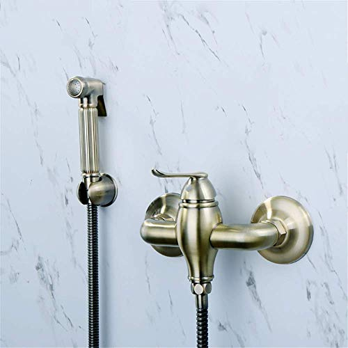 Antique Bronze Handheld Bidet Sprayer with Hot & Cold Mixer Valve, Solid Brass Bathroom Shower System, Toilet Douche Kit for Ultimate Hygiene & Comfort.
