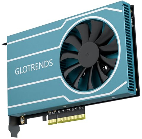 GLOTRENDS PA44 Quad Adaptador M.2 NVMe a PCIe 4.0 X8 con bifurcación PCIe, configuración de Raid M.2 NVMe Suave Mediante Herramienta del Sistema operativo (Solo Compatible con tamaño 2280)