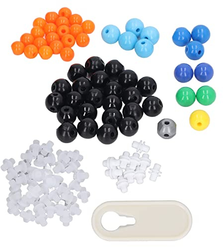 Molekularer Modellbausatz für organische und anorganische Chemie mit 57 bunten Atomkugeln und 50 Bindungen. 3D-Strukturaufbau für Schüler, Lehrer, Chemie-Lernwerkzeug