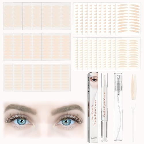 1160 Stück Schlupflider Stripes Unsichtbar, Augenlid Stripes Unsichtbar, Hautfreundlich, Natürlich, für Alle Augenlider mit Gegabelten Werkzeugen und Pinzette Stylingcreme 2 Sprühflasche