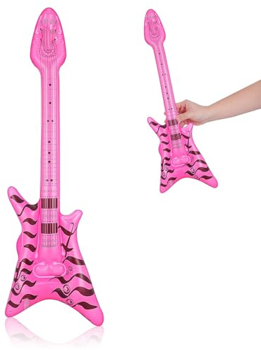HEMOTON Chitarra Gonfiabile Decorativa in Pvc per Feste Musicali Anni 80, Leggera e Portatile, per Cosplay e Performance Sul Palco Colore Casuale