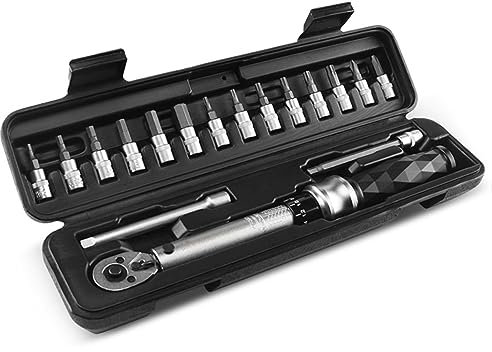 KS Tools Herramienta de Bicicleta Unidad de 1/4 Pulgada Juego de Llaves Dinamométricas - (2-24) Nm - Kit de Mantenimiento de Bici para Bicicletas de Carretera y MontañA con Enchufes Allen y Torx