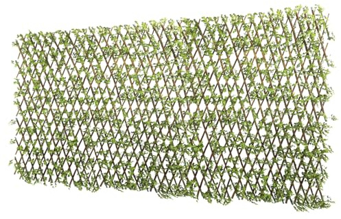 SunnyRoyal 1 PC Artificial Leaf Faux Ivy Expandable/Stretchable Privacy Fence Screen Greenery Fencing Panel for Outdoor Indoor Balcony Patio Decoration (Buxus, Single Sided Leaves)