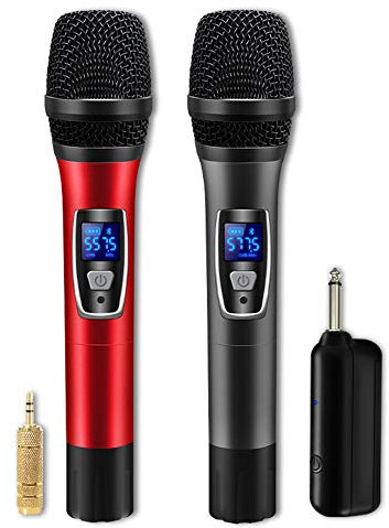 EASJOY Microfono senza fili bluetooth, microfono dinamico, microfoni palmari set con ricevitore, ideale per karaoke, conferenze, feste, discorso, aula, bar