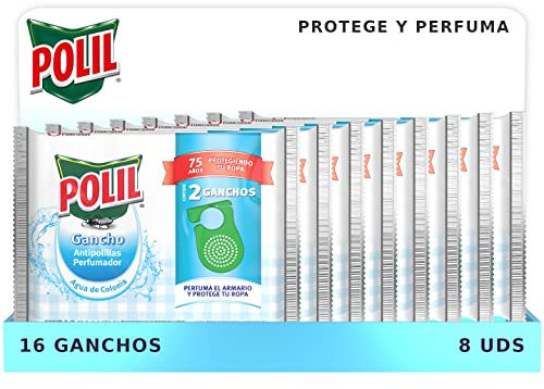 Polil Raid Pack Ganchos Perfumados Colonia, Perfuman el armario y protegen tu ropa, 16 Unidades