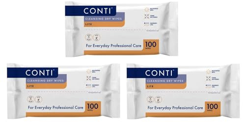 Conti Lite Large Patient Cleansing Dry Wipes (3 Packs of 100 Dry Wipes)