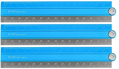 sourcing map 3 reglas rectas plegables de 30 cm, regla métrica de aleación de aluminio con línea de ángulo, herramienta de medición geométrica para niños, arquitectos, estudio, oficina, azul aciano