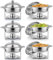 Wilprep Speisenwärmer 5L 6Set Rund Edelstahl Suppentopf Chafing Dishes Set Speisenwärmer Wärmebehälter Suppenwärmer Bain Marie Speisen Warmhaltebehälter für Catering, Buffet und Party