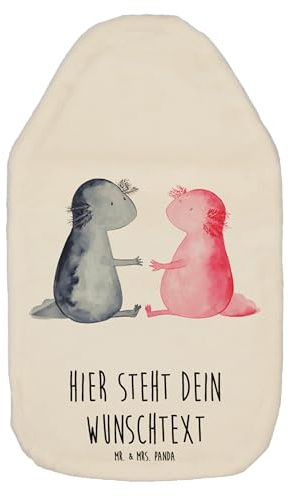 Mr. & Mrs. Panda Wärmflasche personalisiert Axolotl Liebe - Weiß