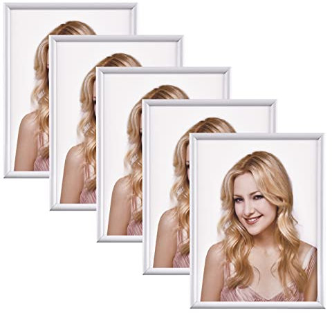 Alishomtll Weiß Bilderrahmen 5er Set, 15x20cm, Fotorahmen mit HD-Acrylglas Bilderrahmen zum Aufhängen/Aufstellen Fotogalerie Display Kunststoffrahmen Set für Mehrere Bilder Fotos, Weiß
