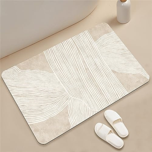 Badezimmerteppich, Badematte, FußMatte, Badteppich 40x60cm, Badvorleger, Badematte Badteppich Badvorleger Rutschfest Waschbar, Teppich Badezimmer Teppiche, Bathroom Mat, Bath Mat, Badematten, Beige