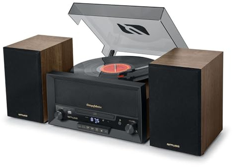 BMI Platine Vinyle Muse MT-120 MB avec système CD, Bluetooth, USB, stéréo 3 Vitesses 33/45/78 Tours