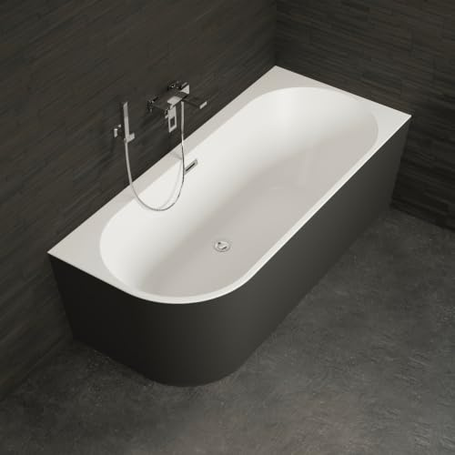Baignoire Ilot Capri 180 droite noire 180 x81 x58 cm, by SPALINA