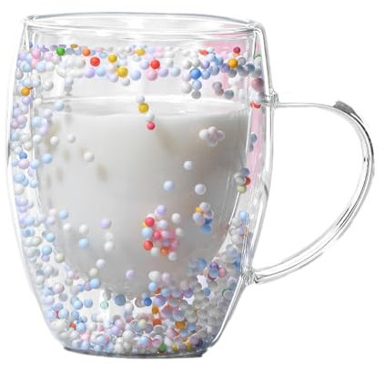 lyanny Tazas De Café De Vidrio De Doble Pared,Tazas De Café De Vidrio De Doble Pared - Taza de café de Vidrio Aislante Transparente Linda de 350 ml | Tazas de café de Cristal Ligeras Resistentes al