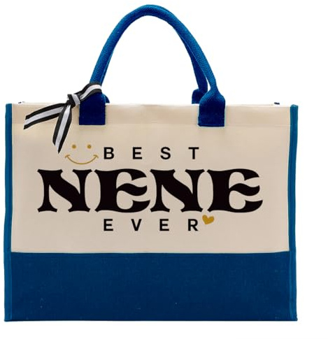 Canvas Bag for Nene, Best Nene Ever, Cotton Canvas Tote Bag, Mother's Day Gift for Nene, Nene Birthday Gift, Womens Weekend Bag, Reusable Grocery Bags for Picnic Shopping Holiday Camping C, Color, M