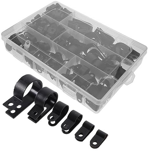 ETHZZLE 200 Stück Nylon Kabelklemmen Sortiment Schwarz Robuste Drahtklemmen 1/2 Zoll Mit Aufbewahrungsbox Multifunktional Für Kabelmanagement Und Befestigung