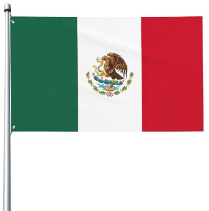 Drapeau du Mexique Drapeau Polyester pour la Maison Extérieur Intérieur Tout Temps 3x5 Ft Couleur Vive