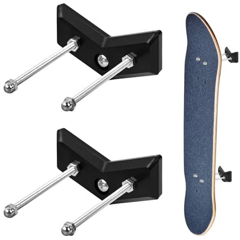 jinminamz Skateboard Wandhalterung,Skateboard Wandaufhängung Skateboard Halterung Wand Skateboard Rack Snowboard Wandhalterung mit Schrauben für Skateboard Deck Display und Lagerung（2 Stück Schwarz）