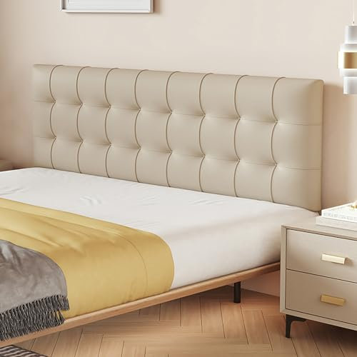 Gepolstertes Kopfteil zum Abziehen und Aufkleben, selbstklebendes Kopfteil für das Bett, Khaki, 100 x 40 x 5,5 cm