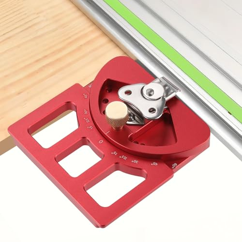 Poiyham Adjustable Angle Track Saw Square, Guide Rail Square with Edge Support, -60°to 60° Quick Positive Angle Stop, Protractor, 90 Degree Guide Rail Squares for Precision Cutting