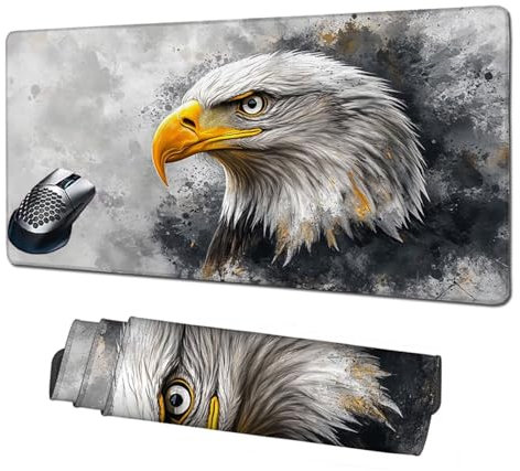 Alfombrilla Gaming,Alfombrilla Ratón Gris Mouse Pad,Águila Alfombrilla Escritorio Grande 1600x800x3mm,Protector Escritorio Alfombrilla Antideslizante,Mejora Precisión y Velocidad,Accesorios PC X1-1426