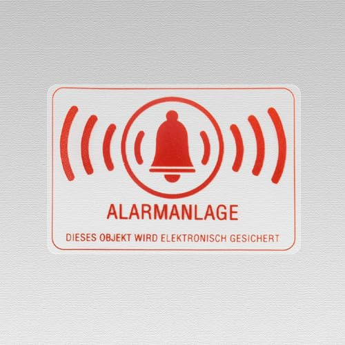 Aufkleber Alarmgesichert 7,6 x 5 cm 10 Stück Alarmanlage Aufklebers Selbstklebend Alarm Aufkleber Wasserdicht Einbruchschutz Sticker für Auto Wohnmobil