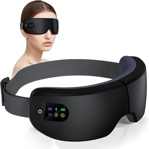 Velanu - RelaxBrille Elektrischer Augenmassagegerät mit Wärme, 7 Modi, Augenmaske, für Frauen, Männer, Freunde, Mama und Papa, Schlafmaske zur Entspannung, Stressabbau und Schlafverbesserung