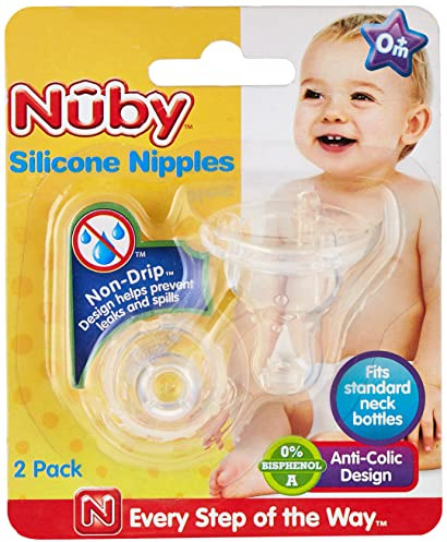 Nûby 921 auslaufsicherer Flaschensauger / Ernährungssauger aus Silikon für Standardflaschen, ab dem 1.Tag / 2er Pack
