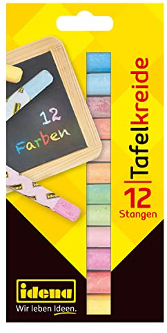 Idena - Tafelkreide in Faltschachtel, 12 Stangen (Bunt)