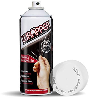4R Quattroerre.it 16416 Wrapper Spray transparent glänzend | entfernbarer Lack für Karosserie | UV-Schutzfilm und Kratzschutz Spray | flüssige Wrapping Made in Italy