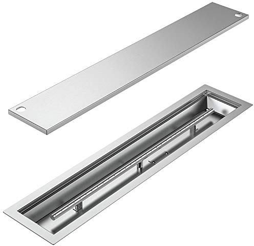 Skyflame Linear Edelstahl-Feuerstelle mit Brennerabdeckung, 91,4 x 15,2 cm