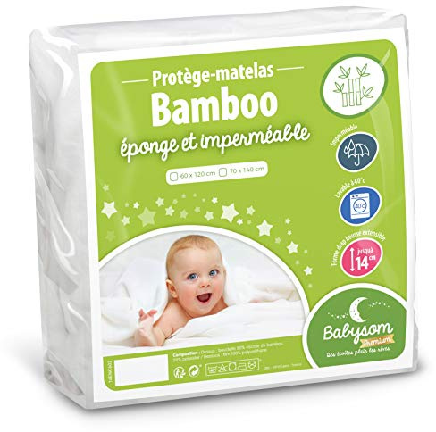 Babysom - Baby Matratzenschoner | Kinder Matratzenauflage - Bambus - 70x140 cm - Naturfaser - Wasserdicht - Sanft und atmungsaktiv