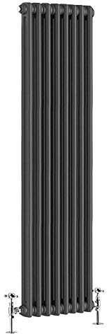NRG Radiatore tradizionale in ghisa, 1500 x 380 mm, colore: antracite | Riscaldamento centralizzato, acciaio dolce, montaggio a parete, BS EN442 standard, alta potenza di calore, per bagni, cucina