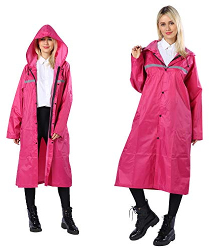 Pahajim Chubasquero Largo Adulto, Poncho Impermeable Reutilizable | Capa lluvia Trabajo con Capucha Ajustable,Raincoat con Tiras Reflectantes, para Hombres Mujeres