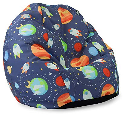 rucomfy Beanbags Printed Kids Classic Outer Space Bean Bag Chair - Durable Childrens Beanbag with Filling Included - Machine Washable Play Room Furniture - H65cm x W85cm