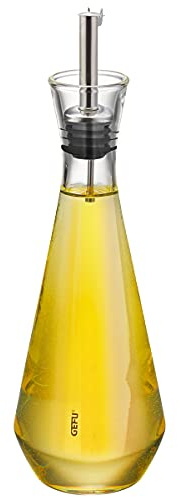 GEFU Essig- & Öl-Spender X-PLOSION, 250 ml - Glasflasche mit Edelstahl | Tropfsicherer Edelstahlausgießer mit Kappe, hochwertiges Kristallglas für präzises Dosieren, spülmaschinengeeignet