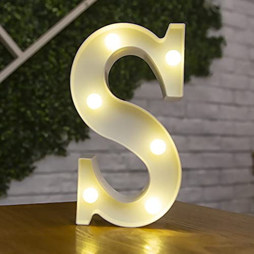 Tiardey Lettere Luminose a Forma di Simbolo a LED, lampade da Tavolo con tendone in plastica con Alfabeto, Festa di Compleanno di Nozze Tutti i Giorni a casa Appeso a Parete Decor-S