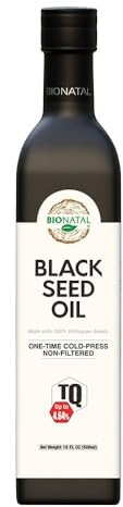 Bionatal Aceite de semilla negra etíope, 16 onzas (vidrio), prensado en frío, sin filtrar, semillas de Nigella Sativa