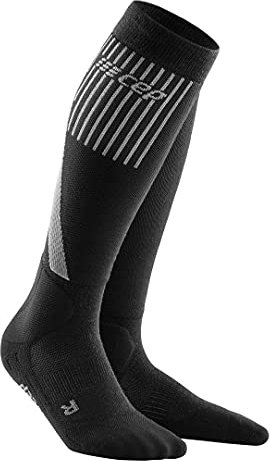 CEP - Merino Skisocken Herren mit Kompression, Ski Touring Kompressionsstrümpfe schwarz, Gr. V, XL, Lange Skistrümpfe aus Merino - für warme und trockene Füße auf langen Skitouren