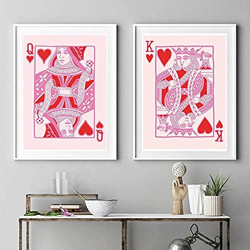 Rosa Poker Spielkarten Leinwand Malerei Poster und Drucke Wandkunst Bar Pub Dekoration Bilder Für Home Design Schlafzimmer Dekor Ungerahmt-40x60cmx2