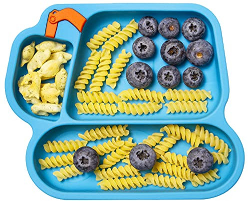 Teller für Baby Kinder,Kinderteller mit Saugnapf,Baby Besteck,BPA-frei,rutschfest Kinderteller,für die Meisten Esstische und Hochstuhl-Tablett
